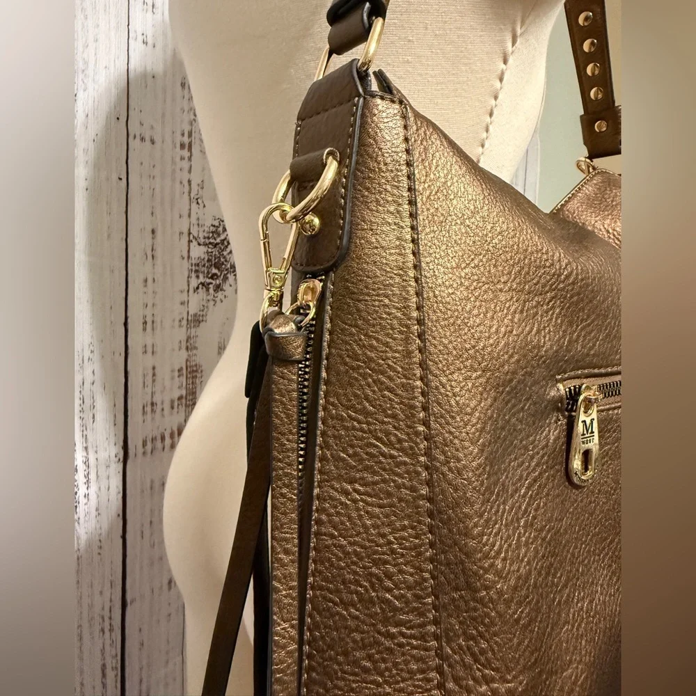 Montana West Bronze Studded Shoulder Bag - Picture 5 of 9